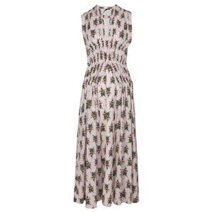 Emilia Wickstead Marguerite Floral-print Midi Dress In Pink Crepe
